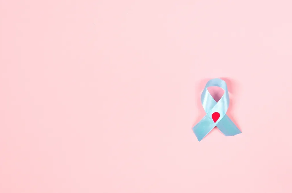 Addressing Emotional Well-being with Gestational Diabetes — Blue Diabetes Awareness Ribbon With Decorated Blood Drop on